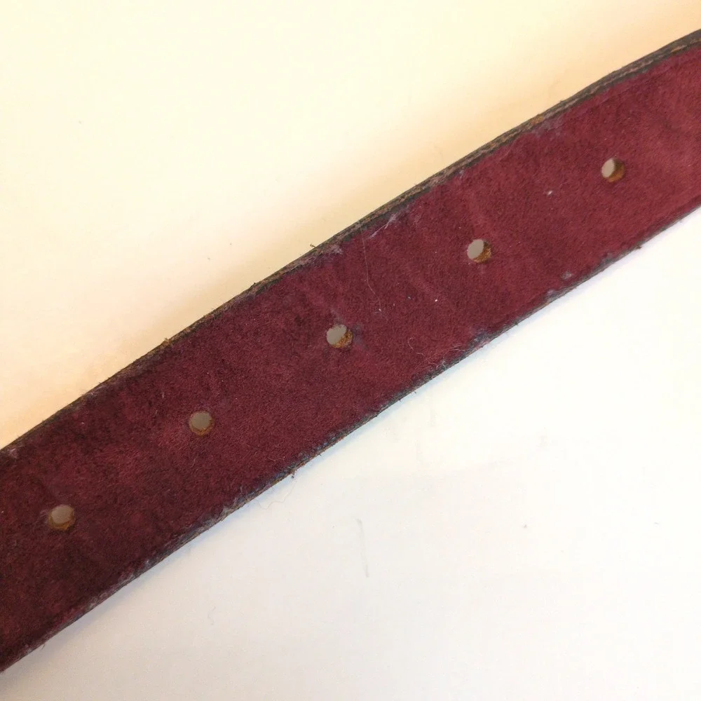 Vtg‎ 90s Leatherock Belt Brown Suede Gold Metal Modern Western Boho Chunky ML